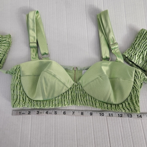 ALIÉTTE Green Silky Bralette Top Size 4 - Picture 11 of 16
